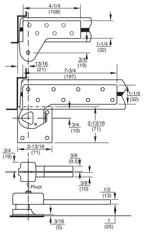 Door Closer, Offset Door Pivot Set| Rixson NR-L147 | TMHardware.com